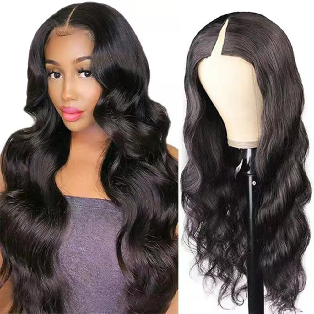 Body Wave #1B Natural Black V Part Wigs 100% Virgin Human Hair 180% Density - V Part Wig