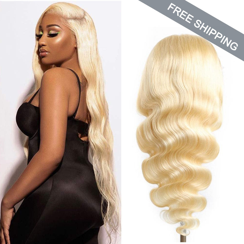 Body Wave 4x4 Closure transparent Lace Wig #613 Blonde Color Wig Free Shipping - Closure Wig