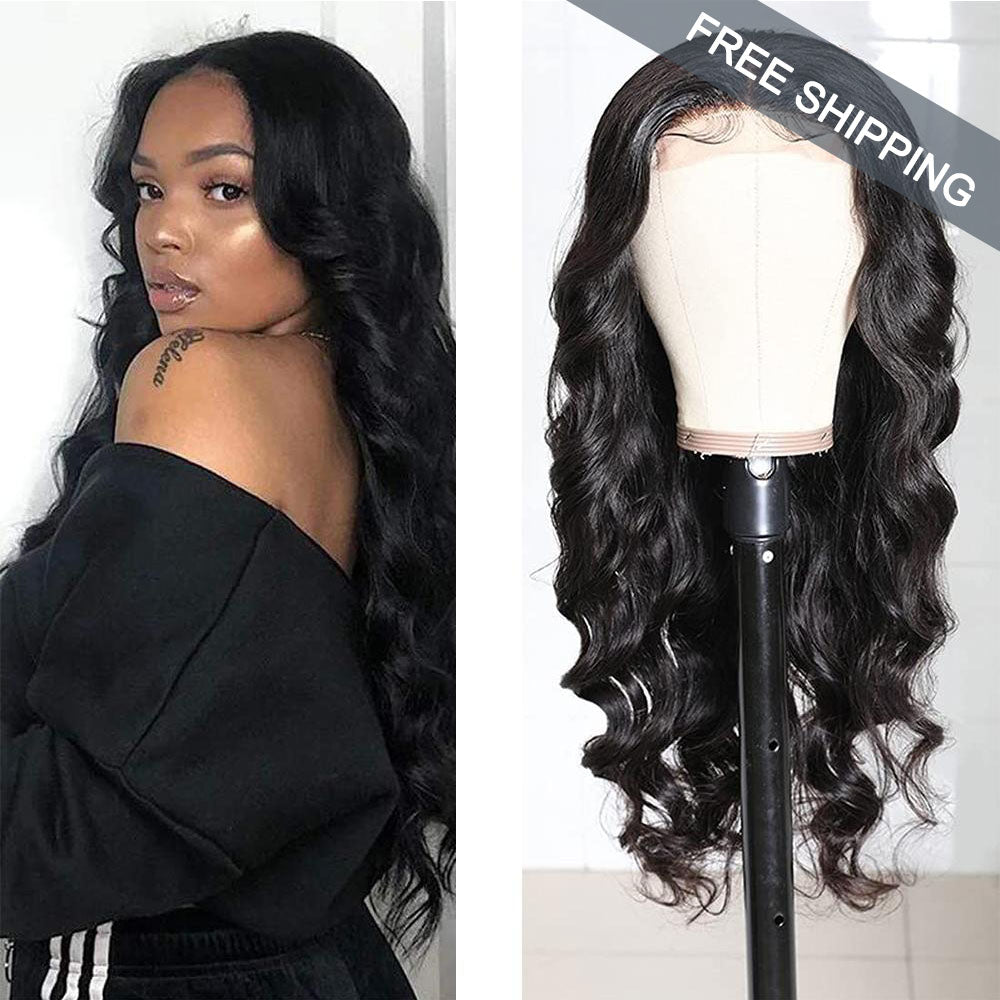 Body Wave 5x5 Closure HD Lace Wig #1B Natural Black Free Shipping - Closure Wig