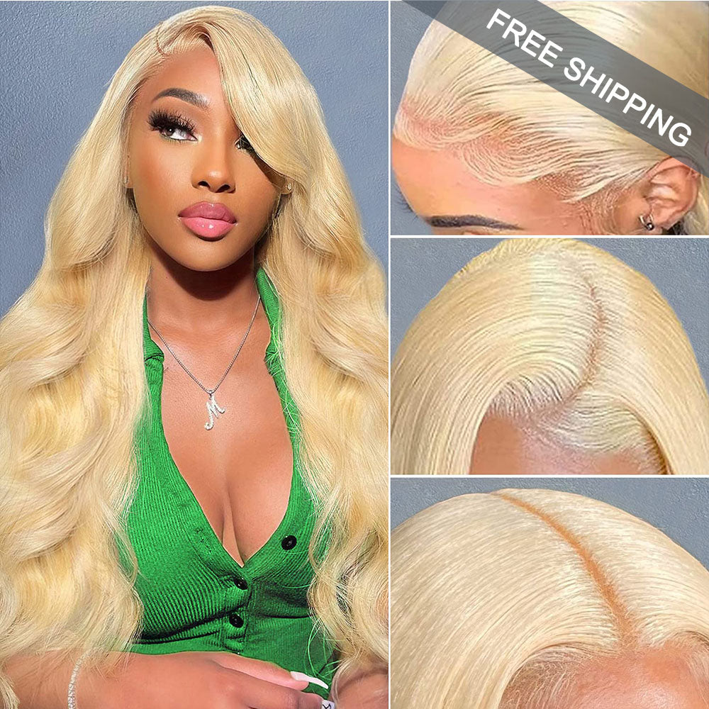 Body Wave #613 Blonde Color Wig Full 13x4 Transparent Frontal Lace Wig Human Hair Free Shipping - Frontal Wig