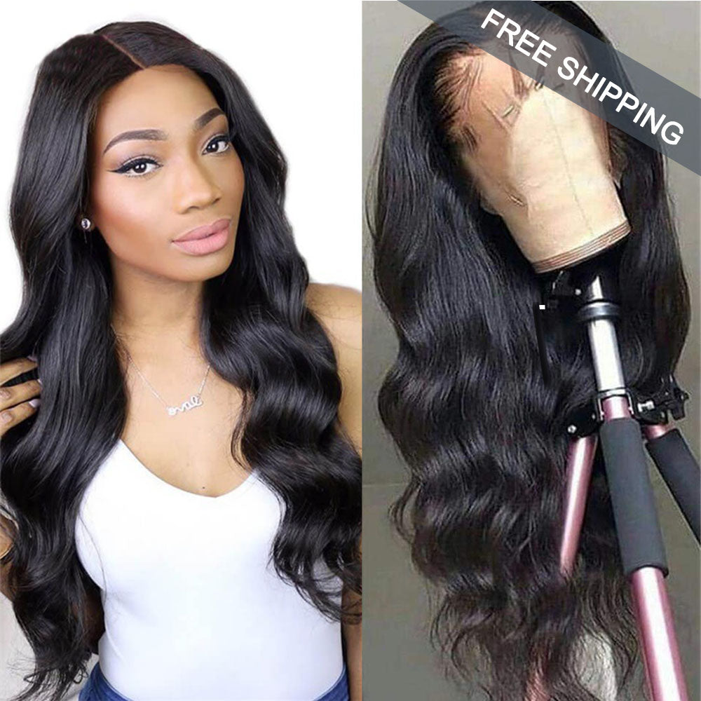 Body Wave Full 13x4 Frontal HD Lace Wig #1B Natural Black Free Shipping - Frontal Wig
