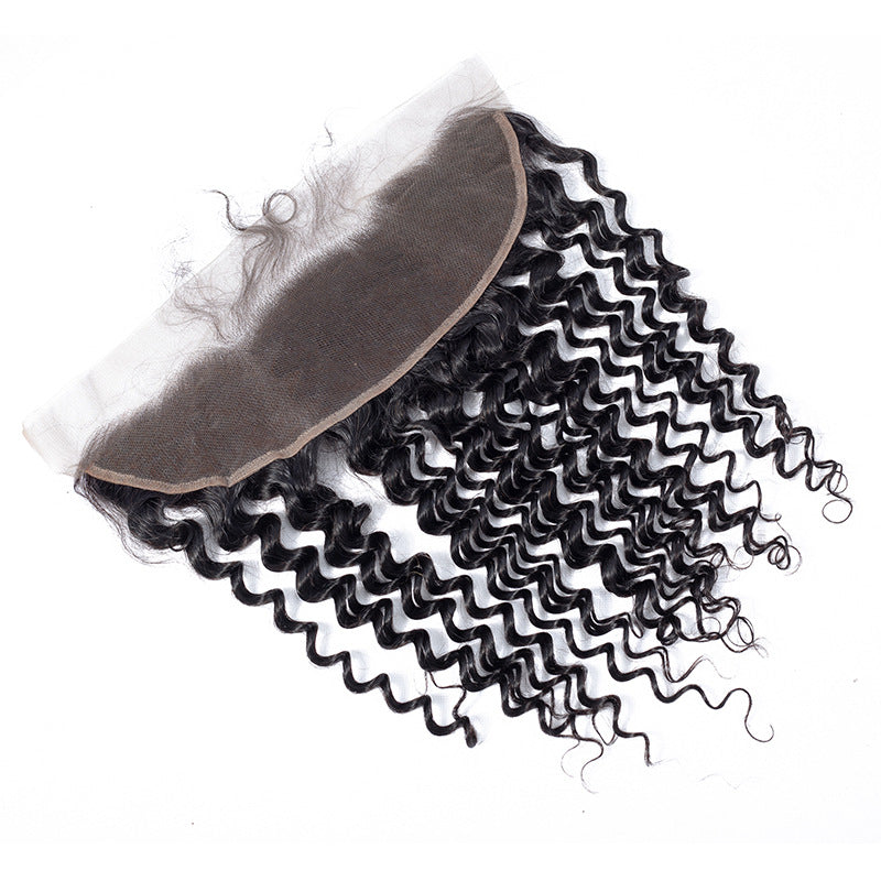 Deep Wave 13*4 Transparent Lace Frontal #1B Natural Black - Frontal