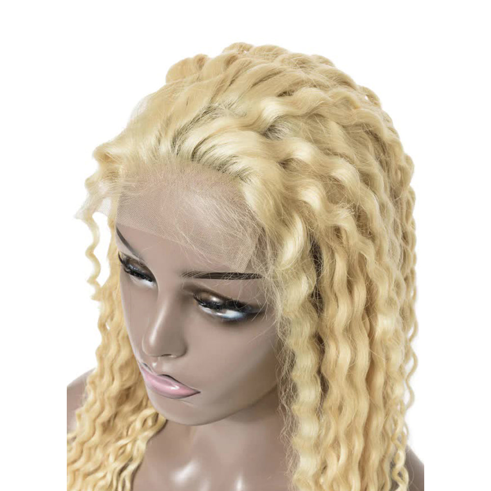 Deep Wave 4x4 Closure transparent Lace Wig #613 Blonde Color Wig Free Shipping - Closure Wig