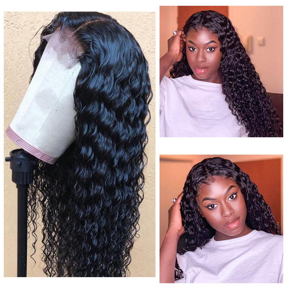 Deep Wave 5x5 Closure HD Lace Wig #1B Natural Black Free Shipping - Closure Wig