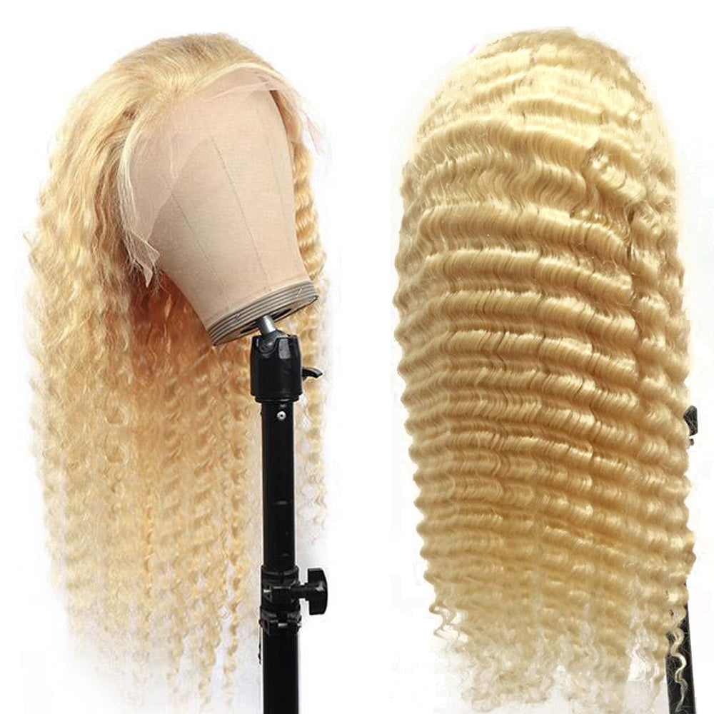 Deep Wave #613 Blonde Color Wig Full 13x4 Transparent Frontal Lace Wig Human Hair Free Shipping - Frontal Wig