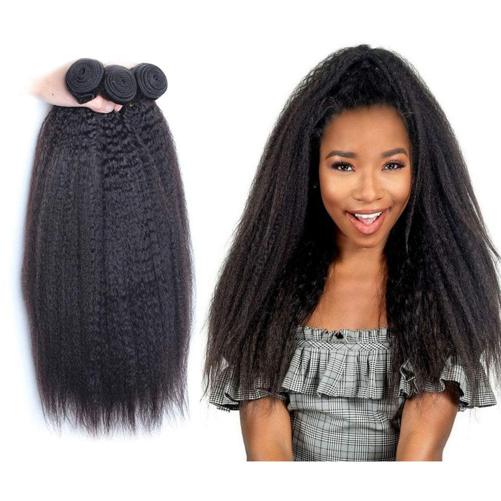 Exclusive 12A Kinky Straight 100% Virgin Human Hair(100grams/bundle) Natural Black - Virgin Hair Bundle