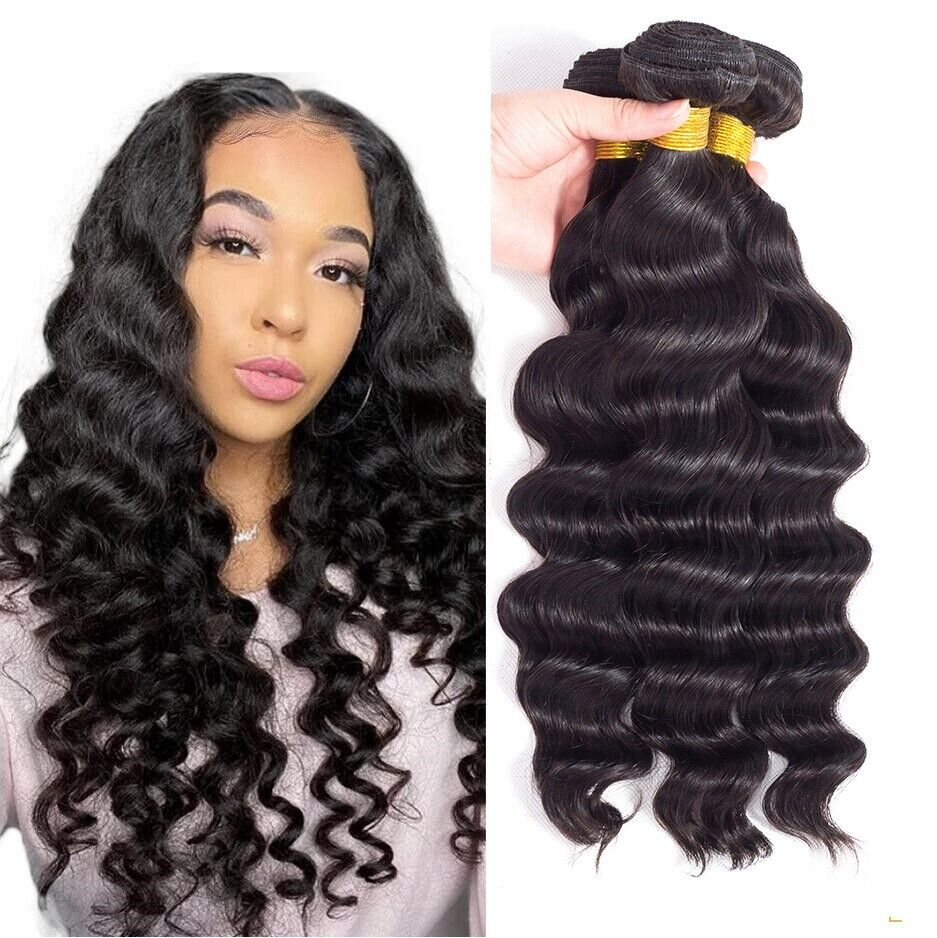 Exclusive 12A Loose Deep Curly 100% Virgin Human Hair(100grams/bundle) Natural Black - Virgin Hair Bundle