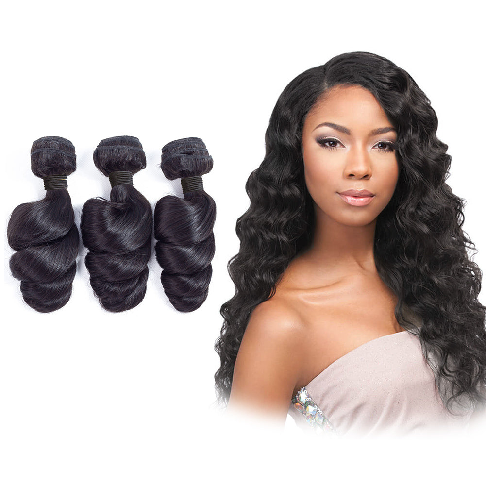 Exclusive 12A Loose Wave 100% Virgin Human Hair(100grams/bundle) Natural Black - Virgin Hair Bundle