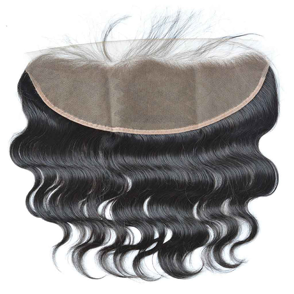 Free Shipping 3 Pcs 12A Bundles With One 13*4 Transparent Frontal (Body Wave) Virgin Human Hair Natural Black #1B