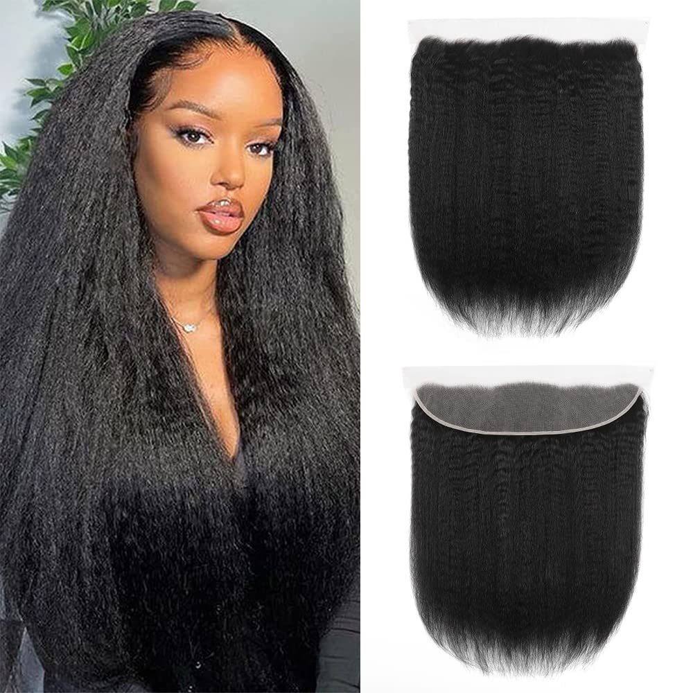 Kinky Straight 13*4 Transparent Lace Frontal #1B Natural Black - Frontal