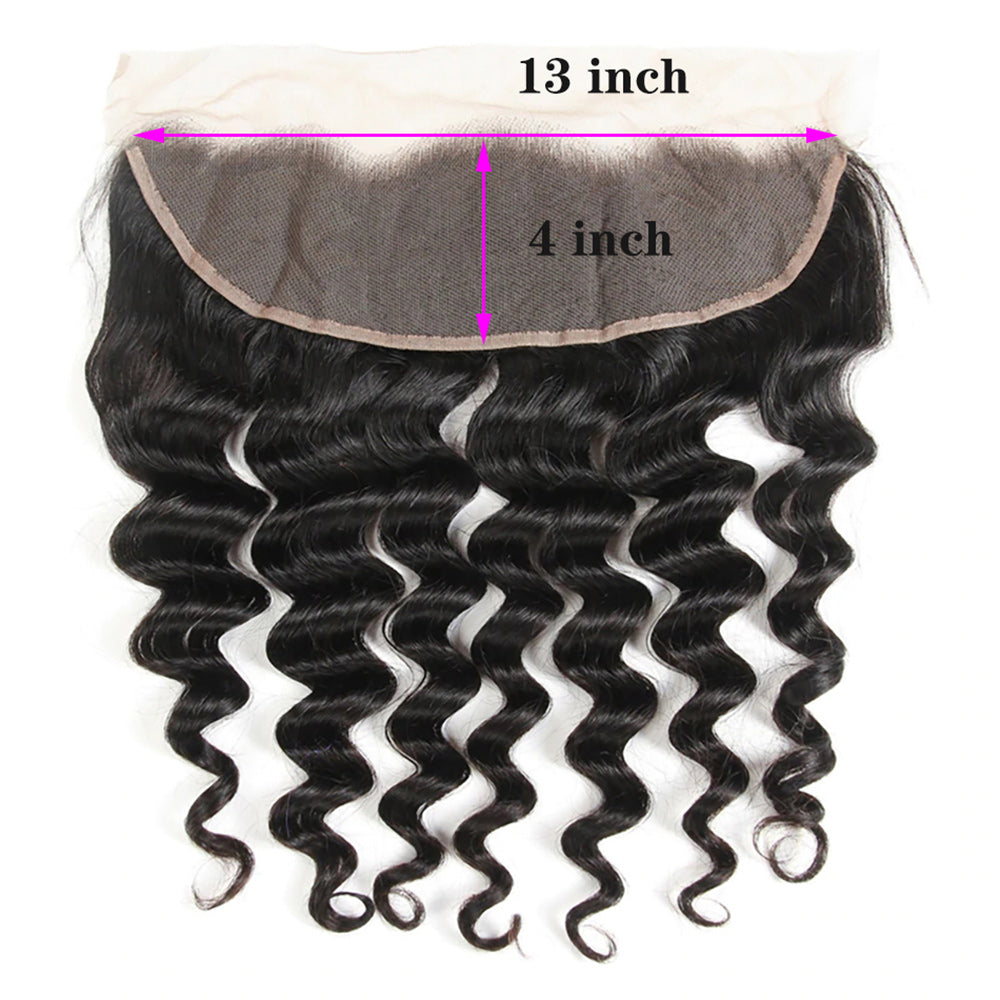 Loose Deep Curly 13*4 Transparent Lace Frontal #1B Natural Black - Frontal