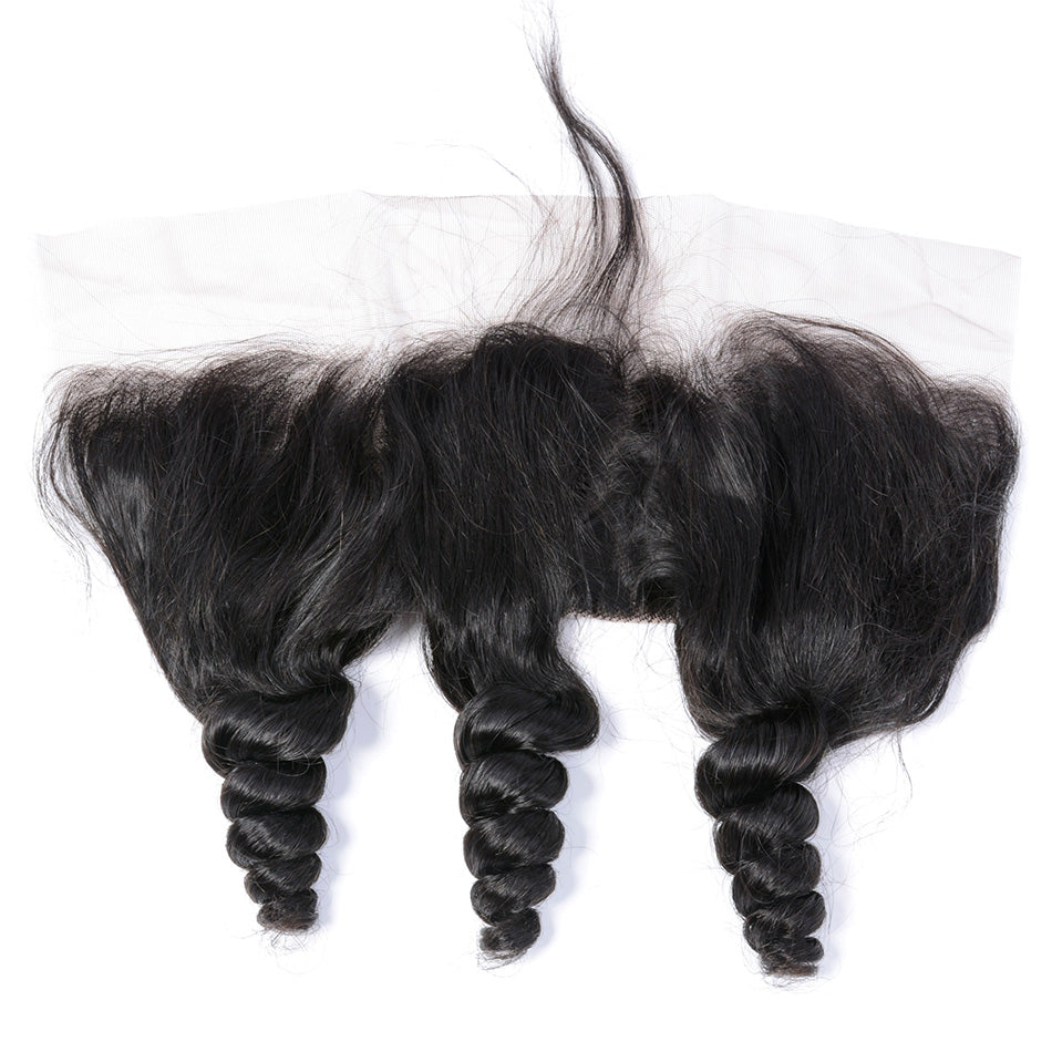 Loose Wave 13*4 Transparent Lace Frontal #1B Natural Black - Frontal