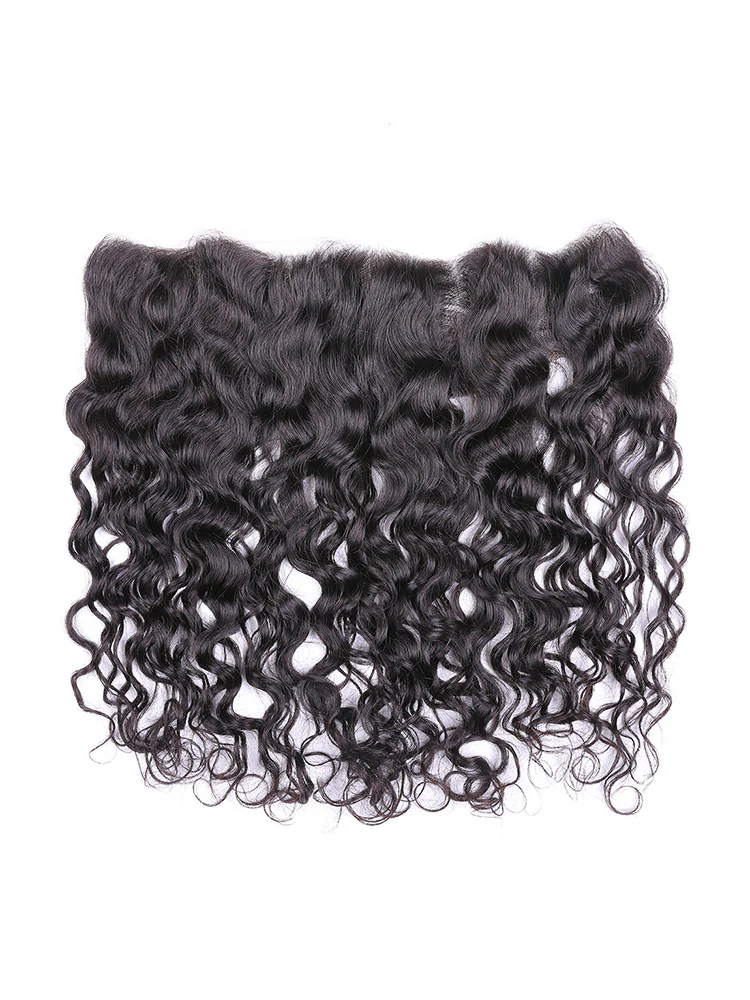 Natural Curly 13*4 Transparent Lace Frontal #1B Natural Black - Frontal