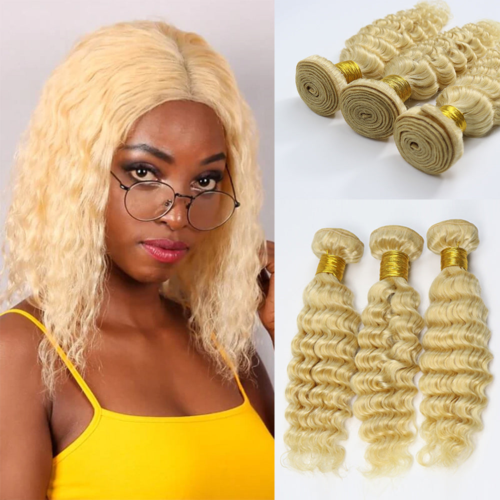 Platinum #613 Deep Wave Blonde Hair Bundle (100grams/bundle) - Virgin Hair Bundle