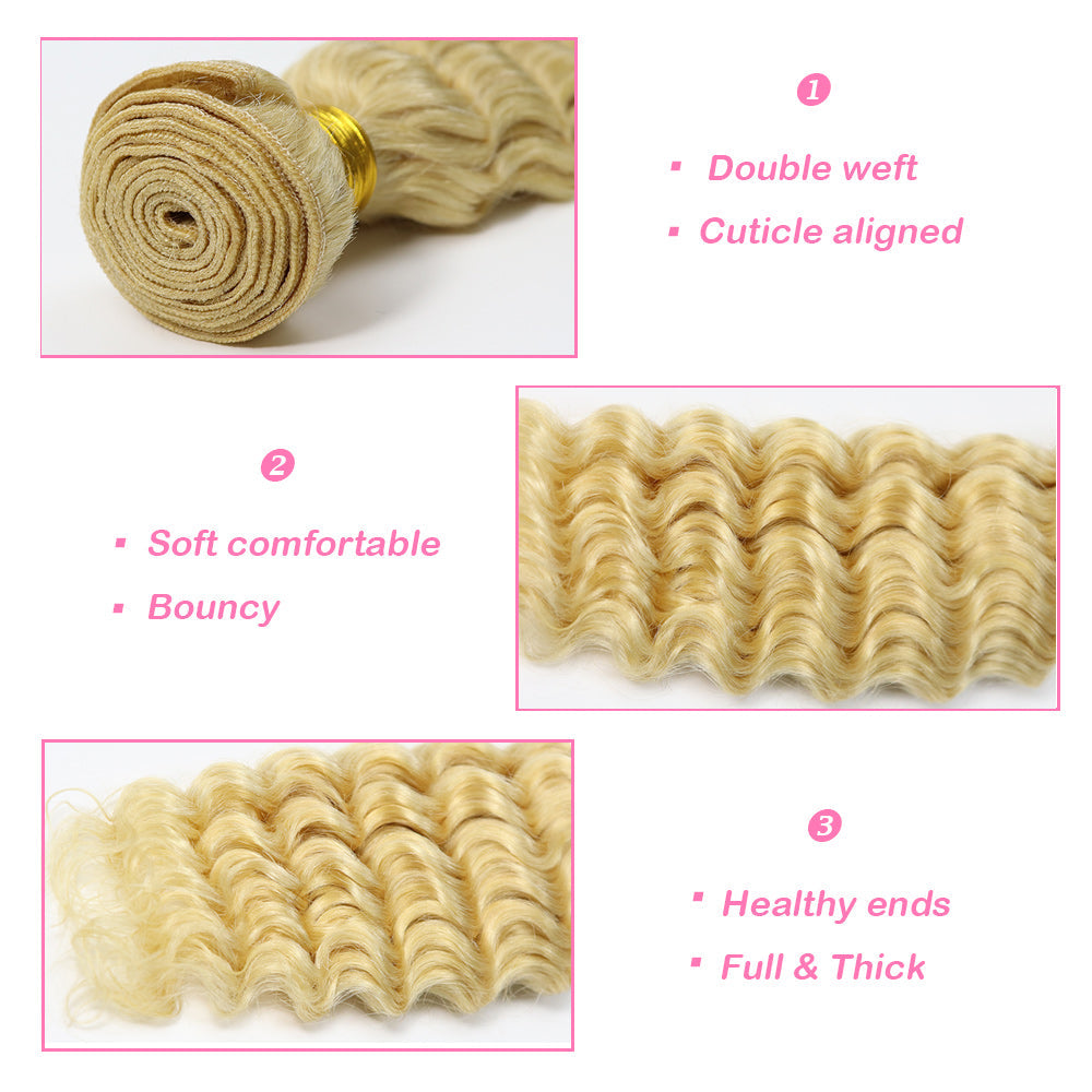 Platinum #613 Deep Wave Blonde Hair Bundle (100grams/bundle) - Virgin Hair Bundle