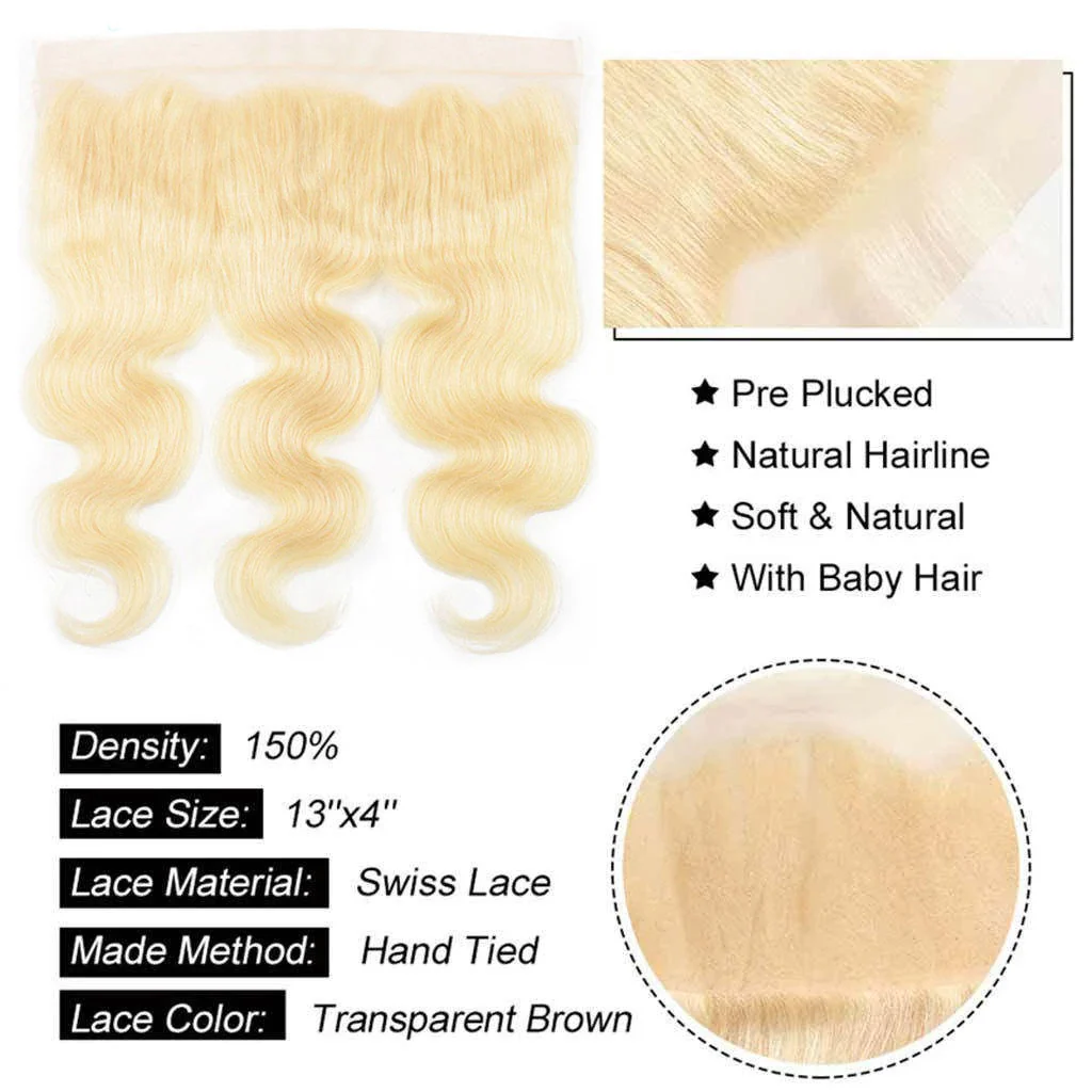 Platinum Blonde Hair #613 Body Wave 13*4 Transparent Lace Frontal - Frontal