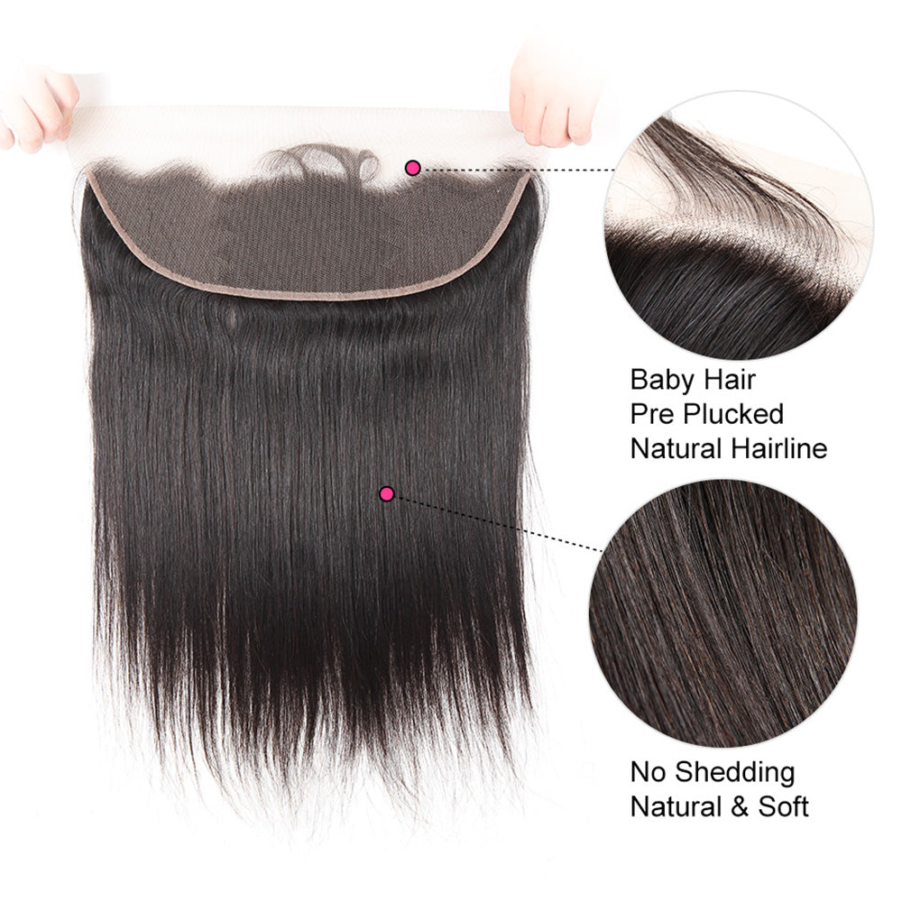 Straight 13*4 Transparent Lace Frontal #1B Natural Black - Frontal