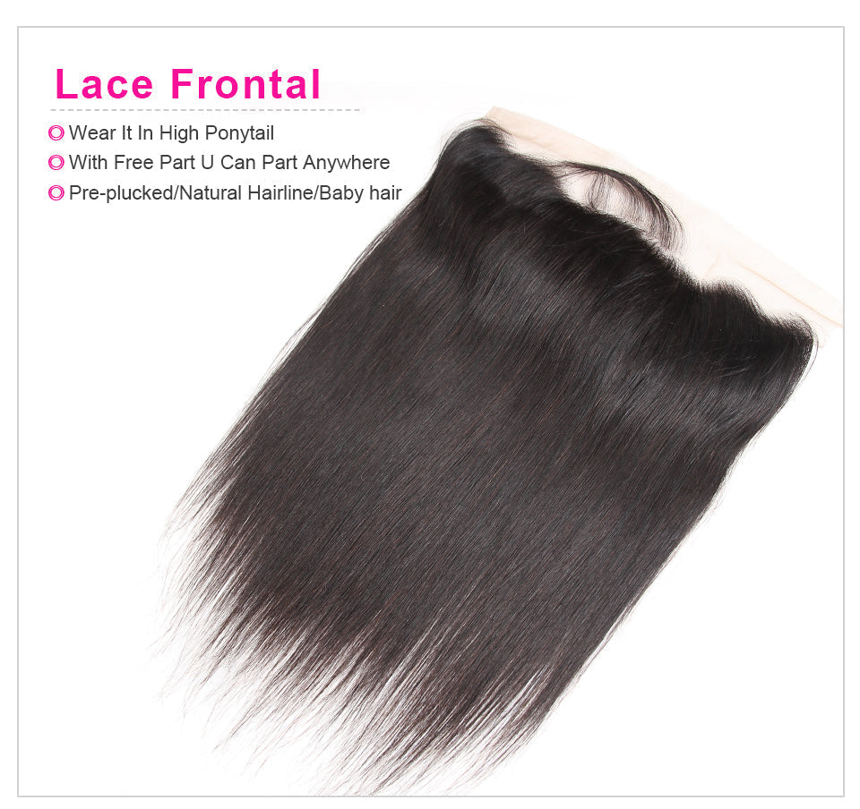 Straight 13*4 Transparent Lace Frontal #1B Natural Black