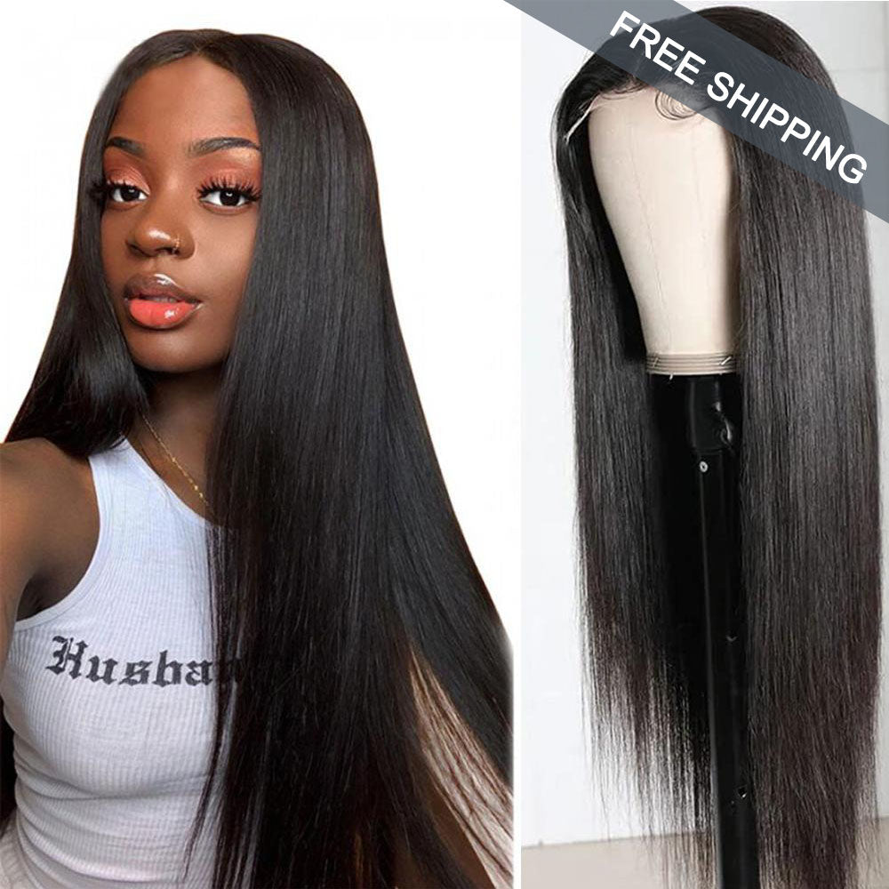 Straight 5x5 Closure HD Lace Wig #1B Natural Black Free Shipping - Closure Wig
