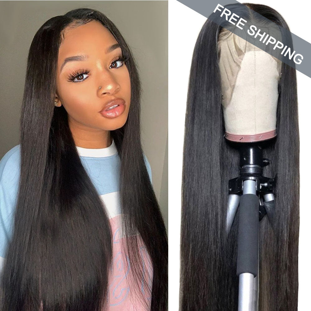 Straight Full 13x4 Frontal HD Lace Wig #1B Natural Black Free Shipping - Frontal Wig