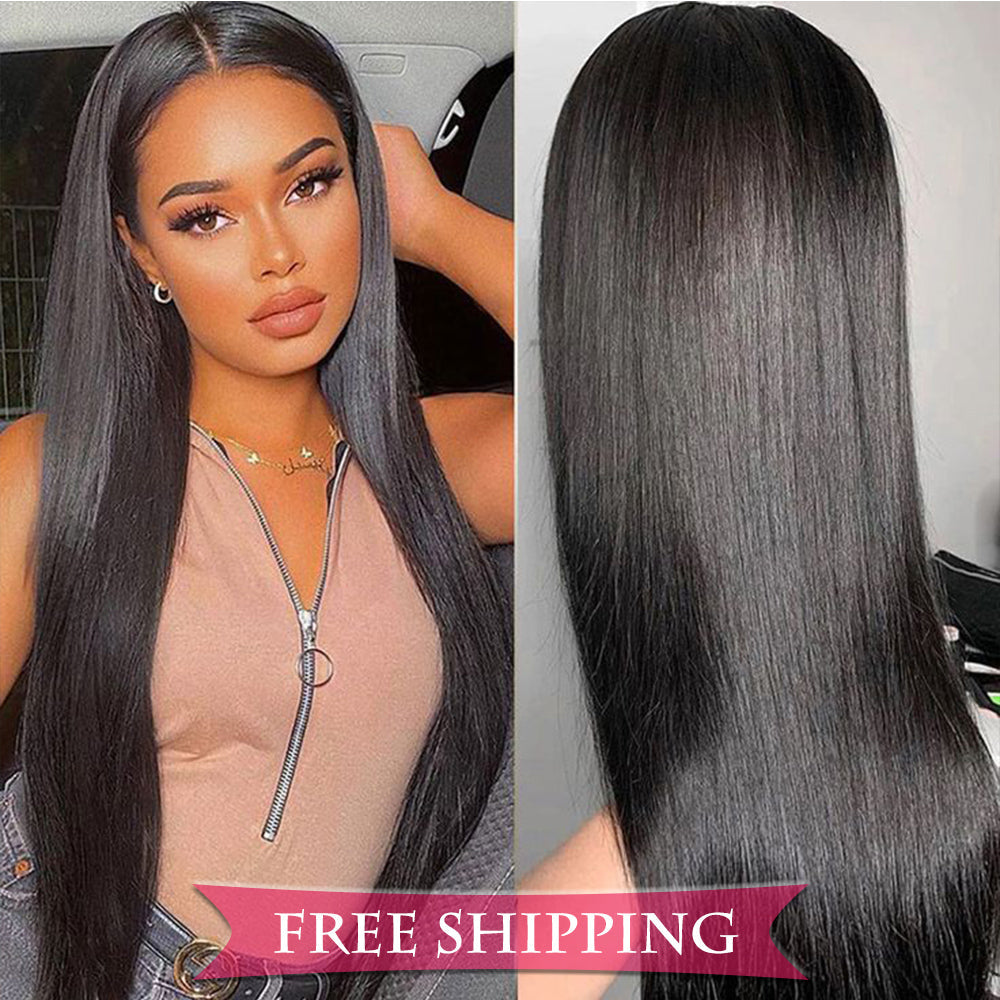 Straight Full 13x4 Frontal transparent Lace Wig #1B Natural Black Free Shipping - Frontal Wig