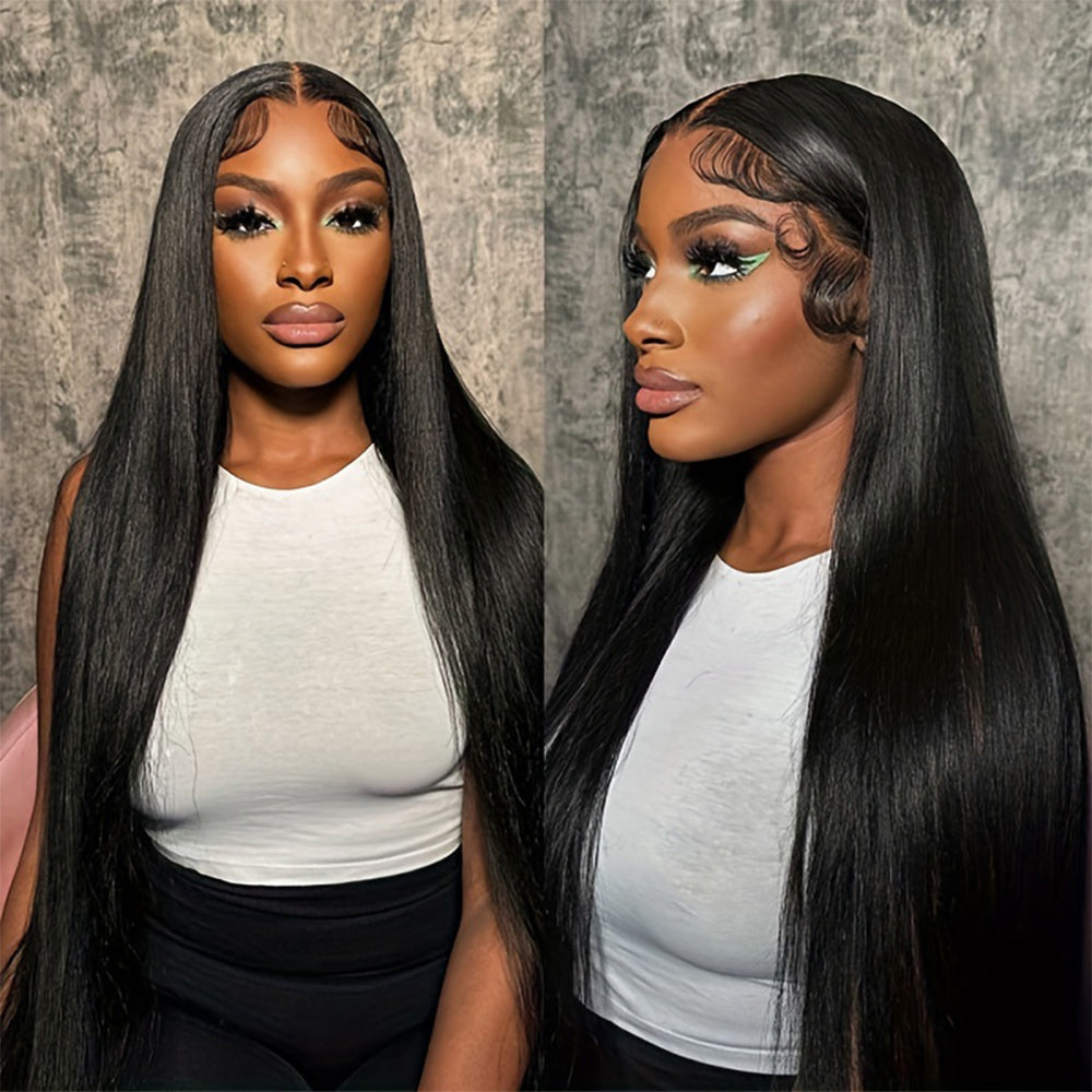 Straight Full 13x6 Frontal transparent Lace Wig #1B Natural Black - Frontal Wig