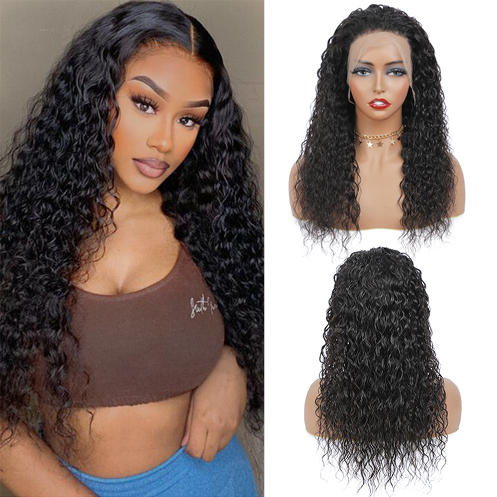 Water Wave Full 13x4 Frontal transparent Lace Wig #1B Natural Black - Frontal Wig