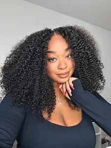 Kinky Curly 13*4 Transparent Lace Frontal #1B Natural Black